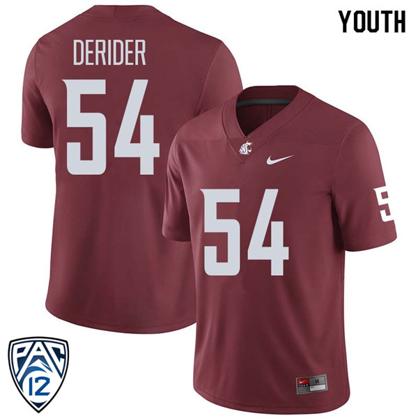 Youth #54 Nate DeRider Washington State Cougars College Football Jerseys Sale-Crimson